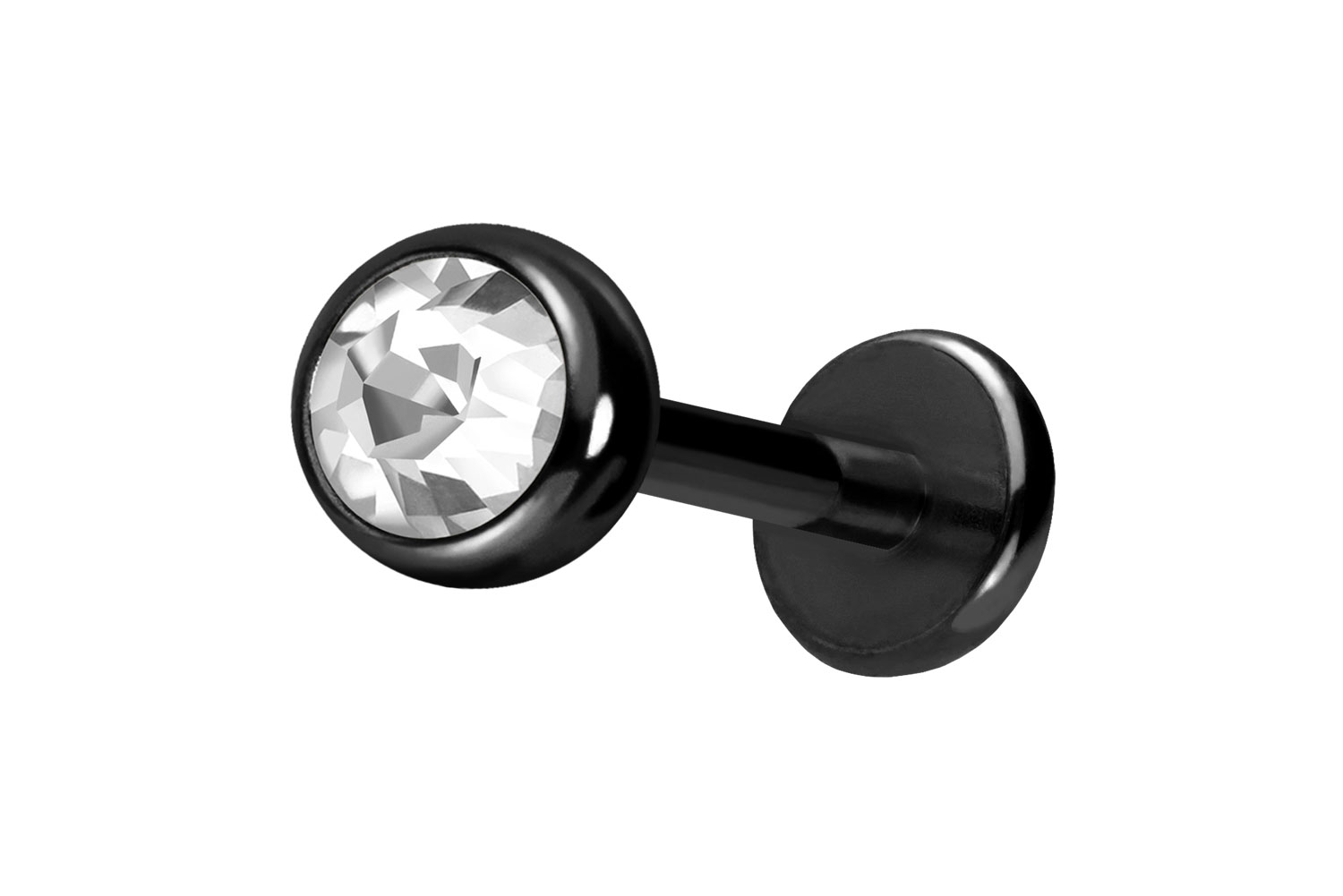 Titan Labret Piercing mit Push Fit KRISTALL